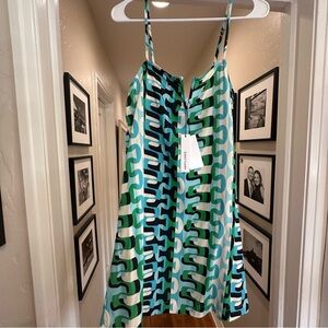 Anthropologie Sanctuary Green and Blue Patterned Mini Dress